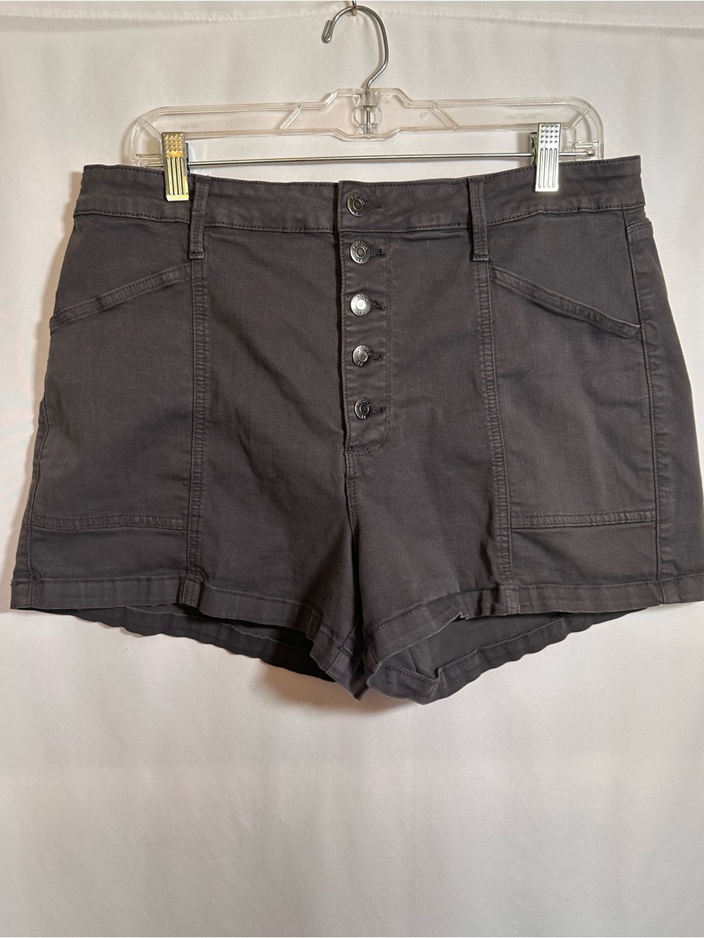 Pistola Tilton Grey High Rise Button Fly Utility Denim Shorts Size 33